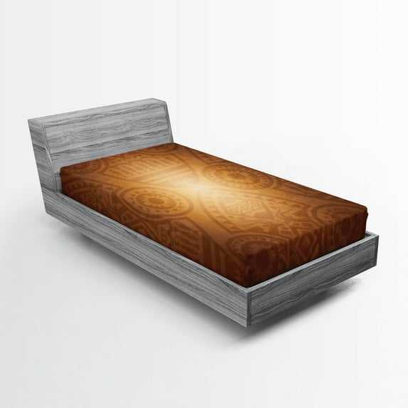Ambesonne Tan Fitted Sheet, Art Animals Flowers, Twin XL Size, Brown Tan Yellow