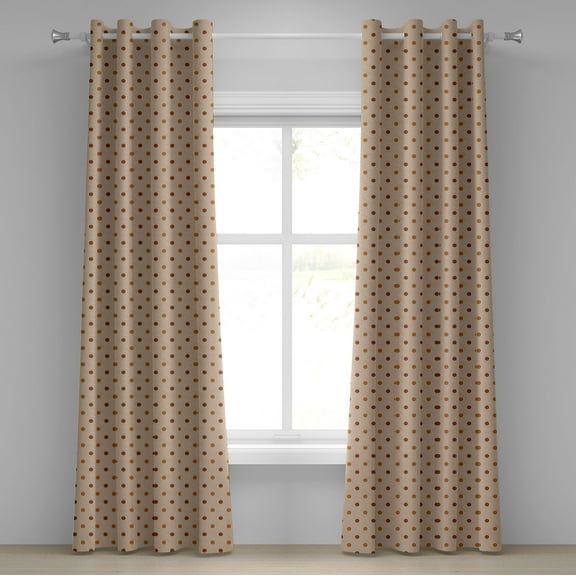 Ambesonne Tan Grommet Curtain, Classic Retro Polka Dots, 50" x 84", Brown Pale Coffee Tan