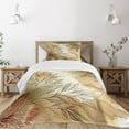 thumbnail image 1 of Ambesonne Tan Quilted Bedspread Set 2 Pcs, Abstract Branches Marble Like, Twin Size, Almond Ecru Beige, 1 of 4