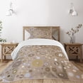 thumbnail image 1 of Ambesonne Tan Quilted Bedspread Set 2 Pcs, Bubble Like Circles Dots, Twin Size, Tan Pale Purple Cream, 1 of 5