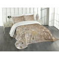 thumbnail image 1 of Ambesonne Tan Quilted Bedspread Set 3 Pcs, Bubble Like Circles Dots, King Size, Tan Pale Purple Cream, 1 of 5