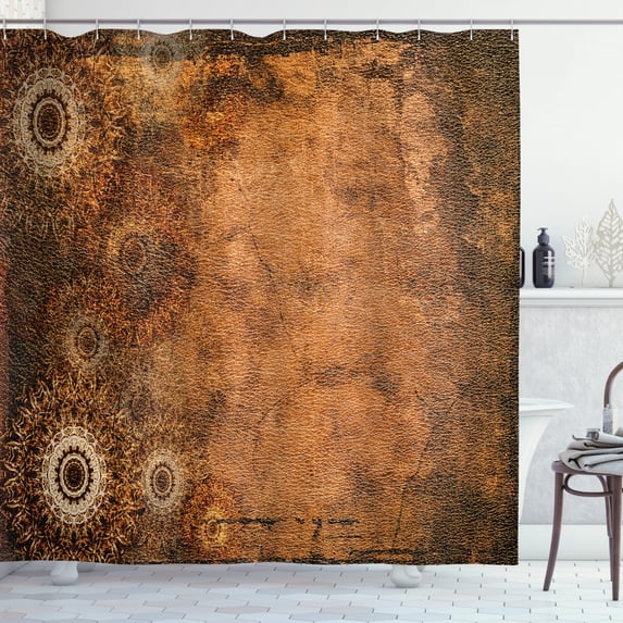 Ambesonne Tan Shower Curtain, Aged Texture Vintage Floral, 69"Wx70"L, Brown Pale Brown Tan