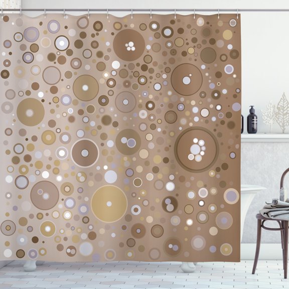 Ambesonne Tan Shower Curtain, Bubble Like Circles Dots, 69"Wx75"L, Tan Pale Purple Cream