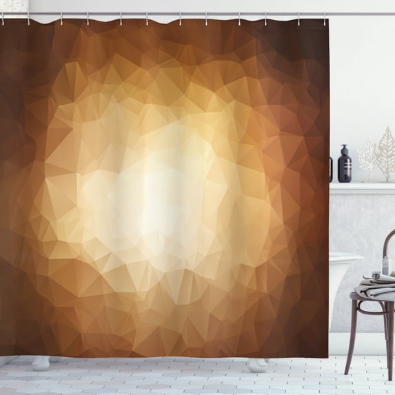 Ambesonne Tan Shower Curtain, Mosaic Form Triangles Pattern, 69"Wx84"L, Brown Pale Brown Tan