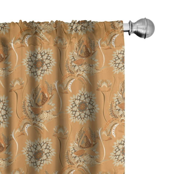 Ambesonne Tan and Brown Window Curtains, Ottoman Garden, Each 28" W x 95" L, Orange Tan Brown