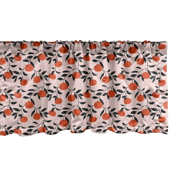 Ambesonne Tangerine Window Valance, Mandarins on Branches, 42" x 12", Blush Charcoal Grey