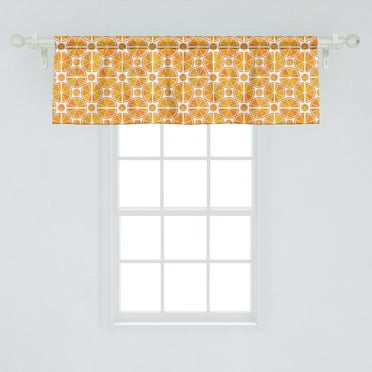 Ambesonne Tangerine Window Valance, Summer Pattern with Big Little Citrus Fruit Slices, Curtain Valance for Kitchen Bedroom Decor with Rod Pocket, 54" X 18", Apricot Earth Yellow