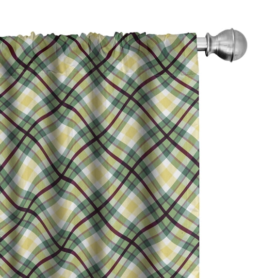 Ambesonne Tartan 4-Panel Curtains, Classic Squares and Stripes, 56"x63", Green Dark Maroon