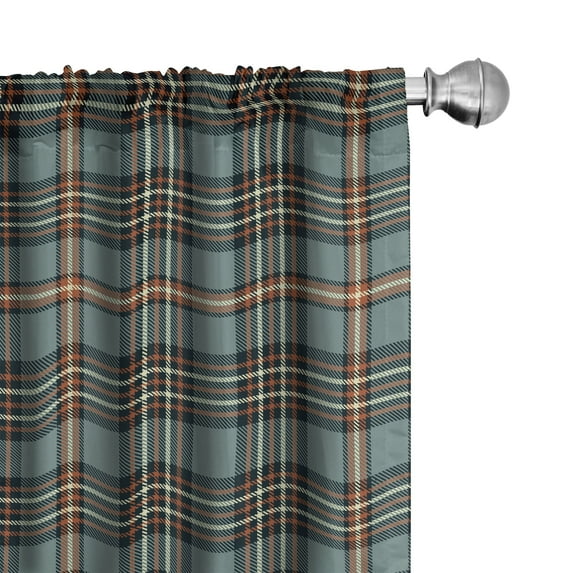 Ambesonne Tartan 4-Panel Curtains, Traditional Scottish Plaid, 56"x95", Redwood Cadet Blue