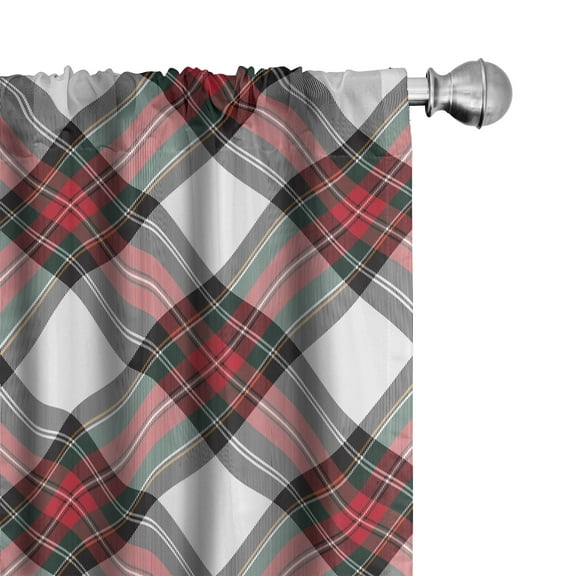 Ambesonne Tartan Curtains, Plaid Motif Rhombuses, Pair of 28"x95", Multicolor