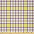 thumbnail image 1 of Ambesonne Tartan Fabric by the Yard Microfiber, Geometric Gingham Pattern, 10 Yards, Pastel Yellow and Violet, 1 of 2