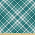 thumbnail image 1 of Ambesonne Tartan Fabric by the Yard Upholstery, Blue Retro Checkered Pattern, 1 Yard, Teal and White, 1 of 5