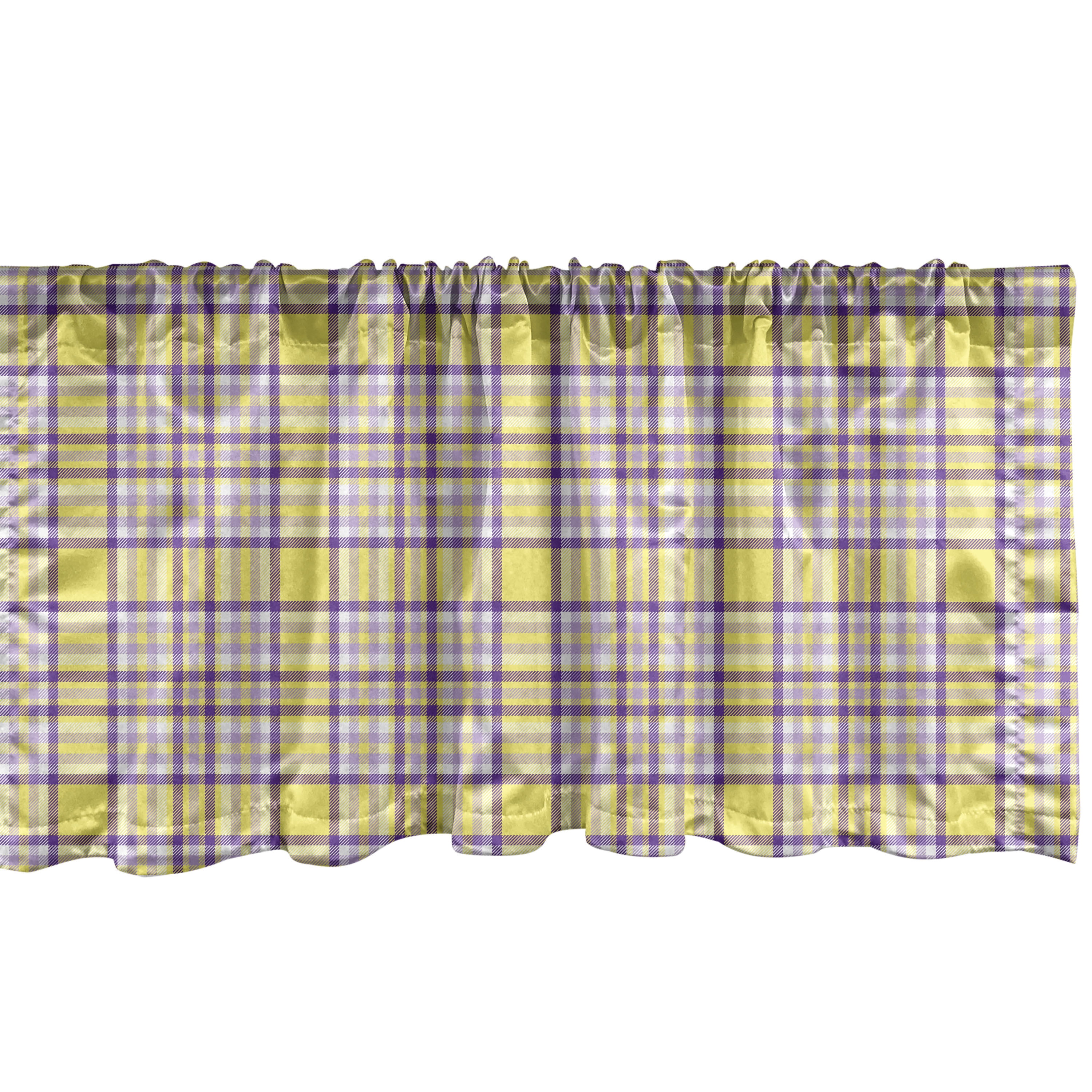 Ambesonne Tartan Window Valance, Geometric Gingham Pattern, 42