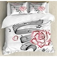 thumbnail image 1 of Ambesonne Tattoo Duvet Cover Sets, Language of Love Music, 2-King, White Black and Pink, 1 of 7