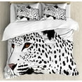 thumbnail image 1 of Ambesonne Tattoo Duvet Cover Sets, Leopard Big Cat Spots, 2-King, White and Black, 1 of 7