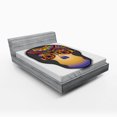 thumbnail image 1 of Ambesonne Tattoo Fitted Sheet, Colored Flower Skull, Full Size, Multicolor, 1 of 3
