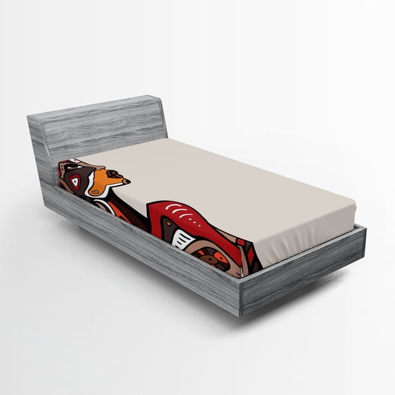 Ambesonne Tattoo Fitted Sheet, Ethno Fashion, Twin Size, Multicolor