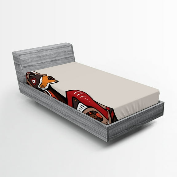 Ambesonne Tattoo Fitted Sheet, Ethno Fashion, Twin Size, Multicolor