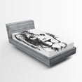 thumbnail image 1 of Ambesonne Tattoo Fitted Sheet, Sketchy Jungle Lion, Twin XL Size, Grey and White, 1 of 2