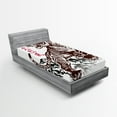 thumbnail image 1 of Ambesonne Tattoo Fitted Sheet, Wild Chinese Tiger, Twin Size, Brown White, 1 of 3