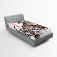 thumbnail image 1 of Ambesonne Tattoo Fitted Sheet, Wild Chinese Tiger, Twin XL Size, Brown White, 1 of 3