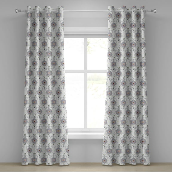 Ambesonne Tattoo Grommet Curtain, Mandala Arrows Yoga, 50" x 96", Lilac Pale Blue Yellow