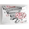 thumbnail image 1 of Ambesonne Tattoo Pillow Sham, Language of Love Music, 36" X 20", White Black and Pink, 1 of 2