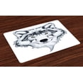 thumbnail image 1 of Ambesonne Tattoo Place Mats Set of 4, Tibal Wild Wolf Tattoo, Standard Size, White and Black, 1 of 4