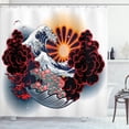 thumbnail image 1 of Ambesonne Tattoo Shower Curtain, Japanese Style Waves, 69"Wx84"L, Multicolor, 1 of 5