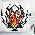 thumbnail image 1 of Ambesonne Tattoo Shower Curtain, Jungle Tigers Prince, 69"Wx70"L, Orange and Black, 1 of 5