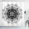 thumbnail image 1 of Ambesonne Tattoo Shower Curtain, Mandala Floral Folk Motif, 69"Wx75"L, Charcoal Grey and White, 1 of 5