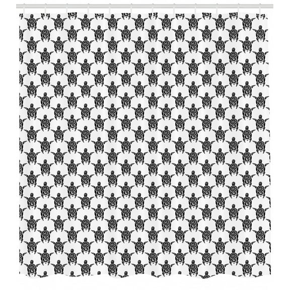 Ambesonne Tattoo Shower Curtain, Maori Turtles Art, 69"Wx84"L, Black White