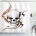 thumbnail image 1 of Ambesonne Tattoo Shower Curtain, Scary Wild Skull Tribal, 69"Wx75"L, White and Red, 1 of 5