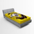 thumbnail image 1 of Ambesonne Tattoo Theme Fitted Sheet, Skull Wings Gothic Art, Twin XL Size, Yellow White and Black, 1 of 2