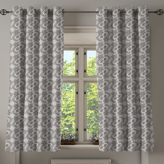 Ambesonne Taupe Grommet Curtain, Russian Boho, 50" x 54", Tan Taupe