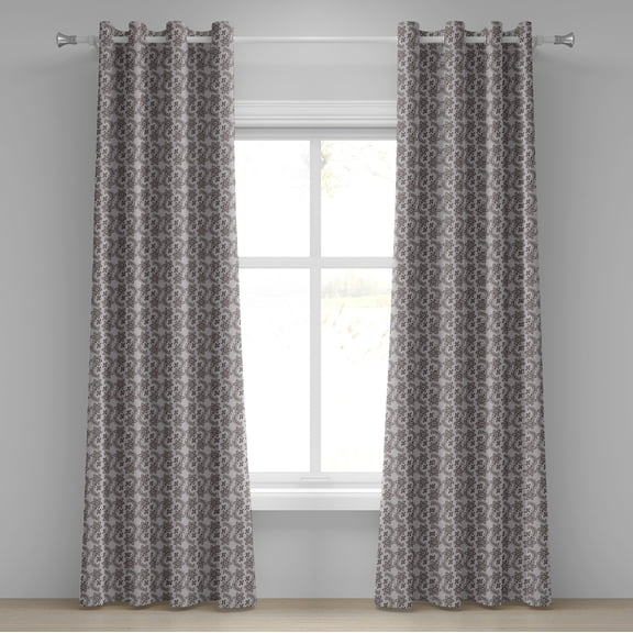 Ambesonne Taupe Grommet Curtain, Russian Boho, 50" x 72", Tan Taupe