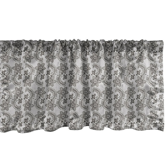 Ambesonne Taupe Window Valance, Russian Nature Flora Motif Dotted Curvy Branches with Leaves Boho, Curtain Valance for Kitchen Bedroom Decor with Rod Pocket, 54" X 12", Tan Taupe