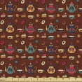 thumbnail image 1 of Ambesonne Tea Party Fabric by the Yard Upholstery, British Tea Ceremony Art, 3 Yards, Redbrown and Multicolor, 1 of 5