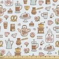 thumbnail image 1 of Ambesonne Tea Party Fabric by the Yard Upholstery, Scattered Coffee Mocha, 5 Yards, Pale Caramel Peach, 1 of 5