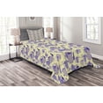 thumbnail image 1 of Ambesonne Tea Party Quilted Bedspread Set 2 Pcs, Striped Teapots Cups, Twin Size, Pale Yellow Lavender, 1 of 3