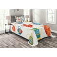 thumbnail image 1 of Ambesonne Tea Party Quilted Bedspread Set 2 Pcs, Teapots Design, Twin Size, Blue Vermilion Yellow, 1 of 3