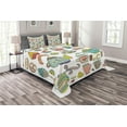 thumbnail image 1 of Ambesonne Tea Party Quilted Bedspread Set 3 Pcs, Coffee and Dessert, King Size, Multicolor, 1 of 3