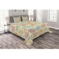 thumbnail image 1 of Ambesonne Tea Party Quilted Bedspread Set 3 Pcs, Retro Cupcakes Mugs, King Size, Multicolor, 1 of 3