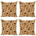 thumbnail image 1 of Ambesonne Tea Party Throw Pillow Cover 4 Pack, Breakfast Brunch Time, 18", Brown Redwood, 1 of 2