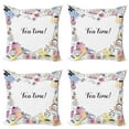 thumbnail image 1 of Ambesonne Tea Party Throw Pillow Cover 4 Pack, Doodle Frame, 18", Multicolor, 1 of 6