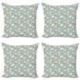 thumbnail image 1 of Ambesonne Tea Party Throw Pillow Cover 4 Pack, Dotted Pots and Cups, 18", Almond Green Coral, 1 of 2