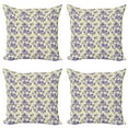 thumbnail image 1 of Ambesonne Tea Party Throw Pillow Cover 4 Pack, Striped Teapots Cups, 24", Pale Yellow Lavender, 1 of 2