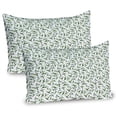 thumbnail image 1 of Ambesonne Tea Pillow Sham 2 Pack, Green Leaves Botanical Artwork, 26"x20", Emerald and White, 1 of 1