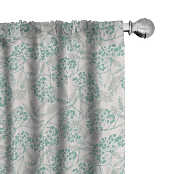 Ambesonne Teal Window Curtains, Creeper Leaves Berries, Each 28" W x 84" L, Tan Turquoise
