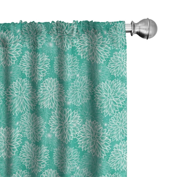 Ambesonne Teal Window Curtains, Drawing, Each 28" W x 95" L, White Teal